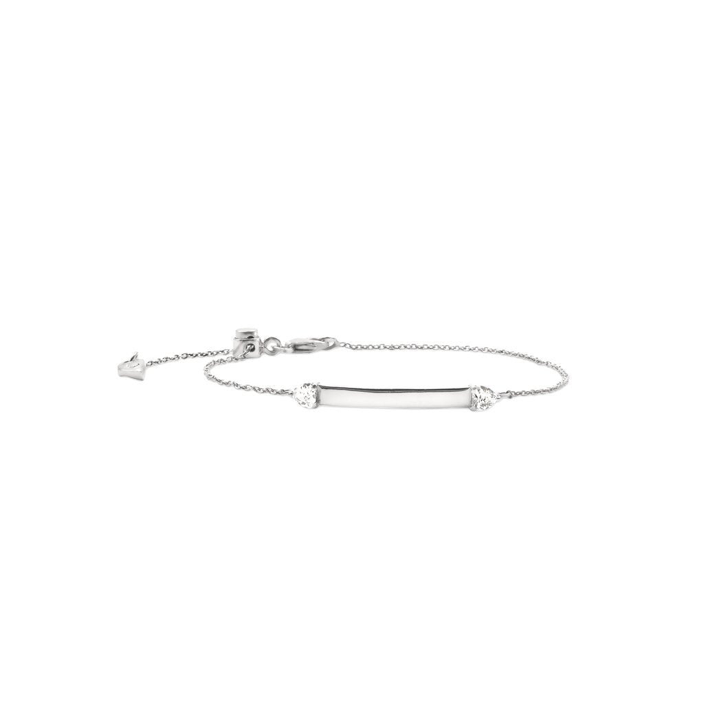 Sterling silver Women’s ID Bracelet on a white background– Customizable Jewelry - Camille Jewelry