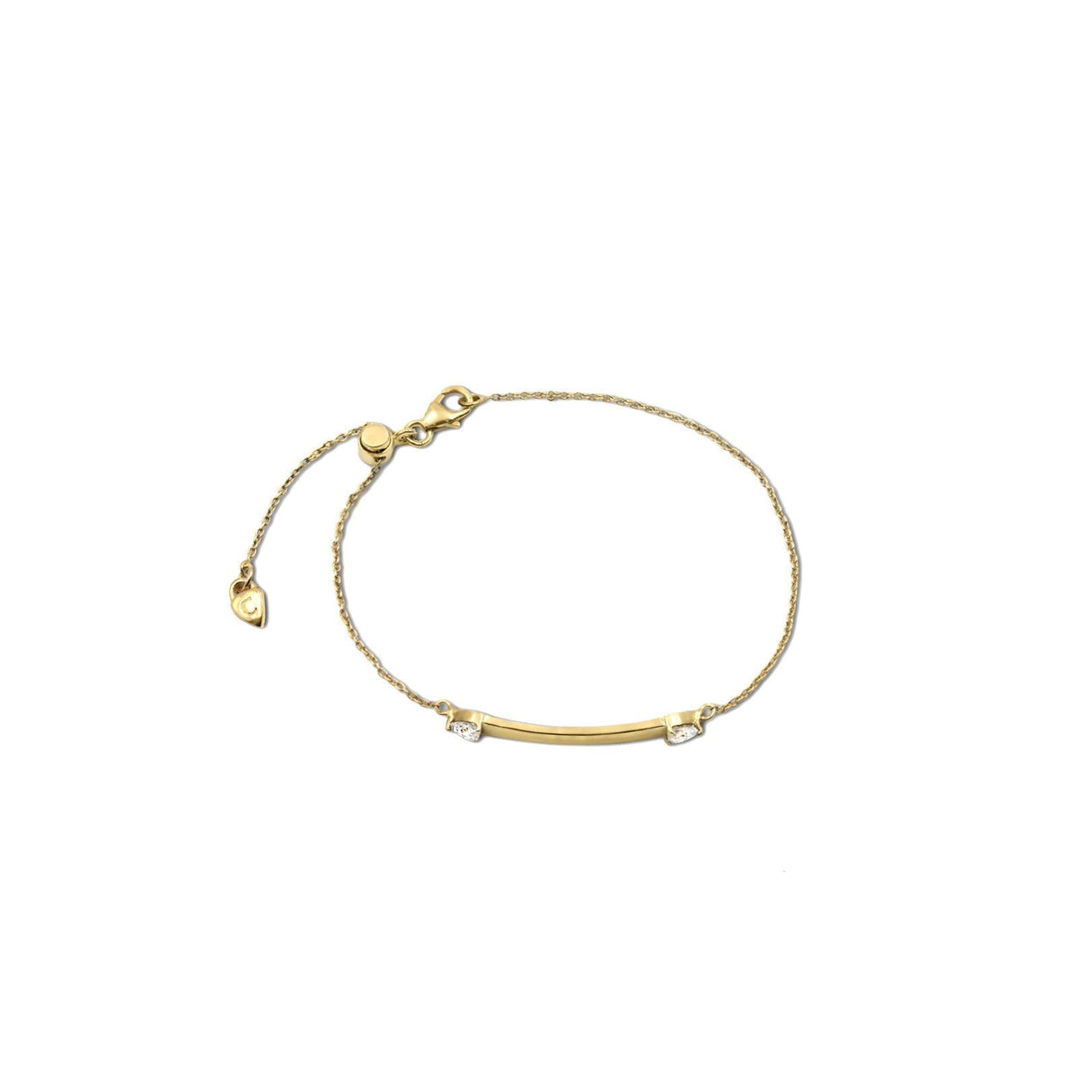 Gold vermeil Women’s ID Bracelet side view on a white background. Customizable Jewelry in Gold &amp; Silver - Camille Jewelry