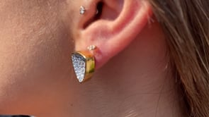 Thyra concave  pave trillion shaped stud earrings | Camille Jewelry