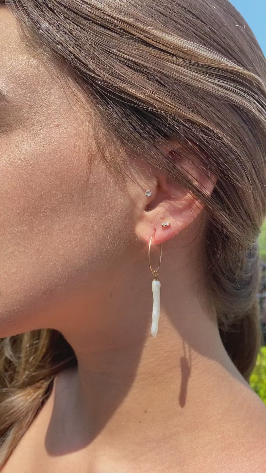 Gold Filled Freshwater Pearl Hoop Earrings - Camille Jewelry
